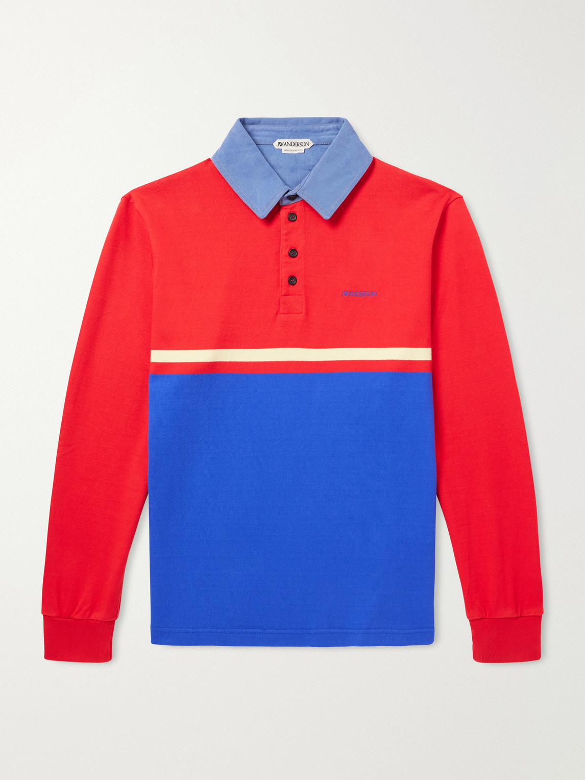 Contrast Collar Colour-Block Cotton-Jersey Polo Shirt