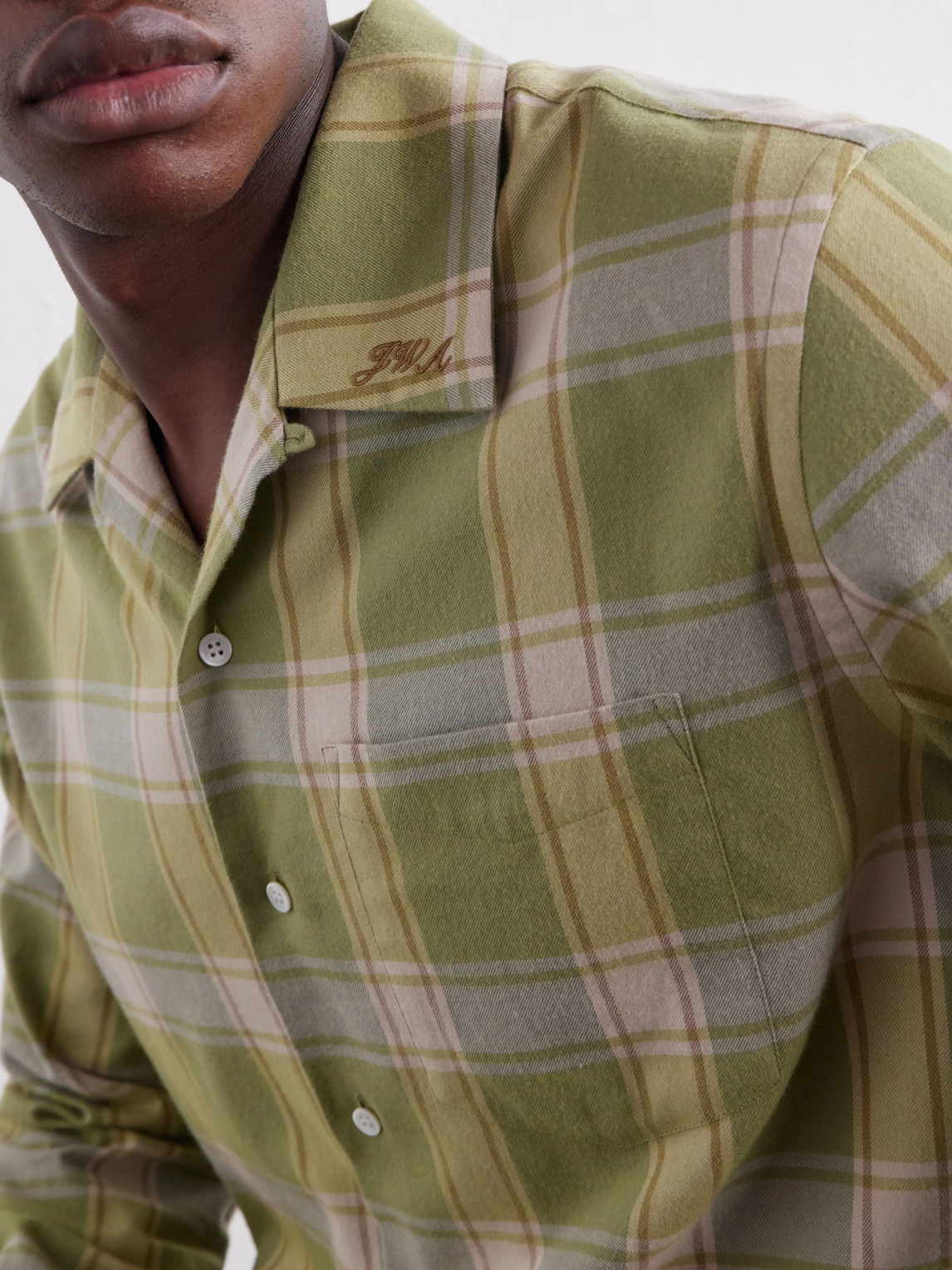 Reversible-Collar Logo-Embroidered Checked Cotton-Twill Shirt