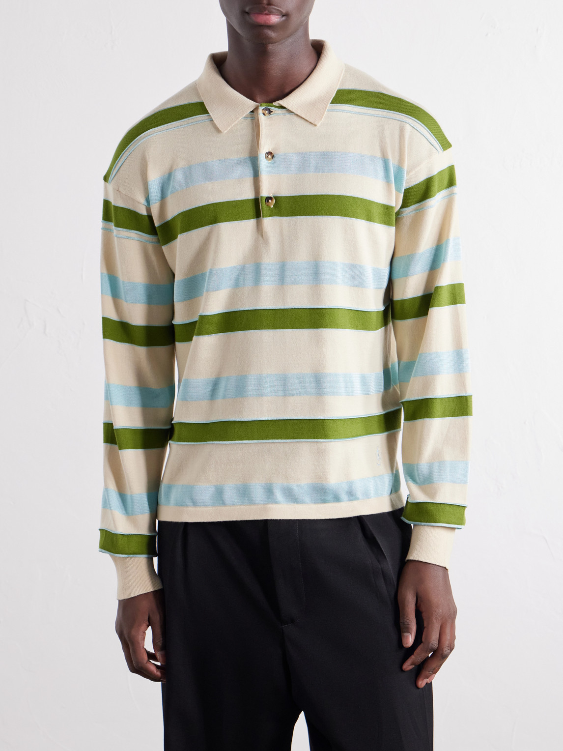 Rugby Striped Cotton-Blend Polo Shirt
