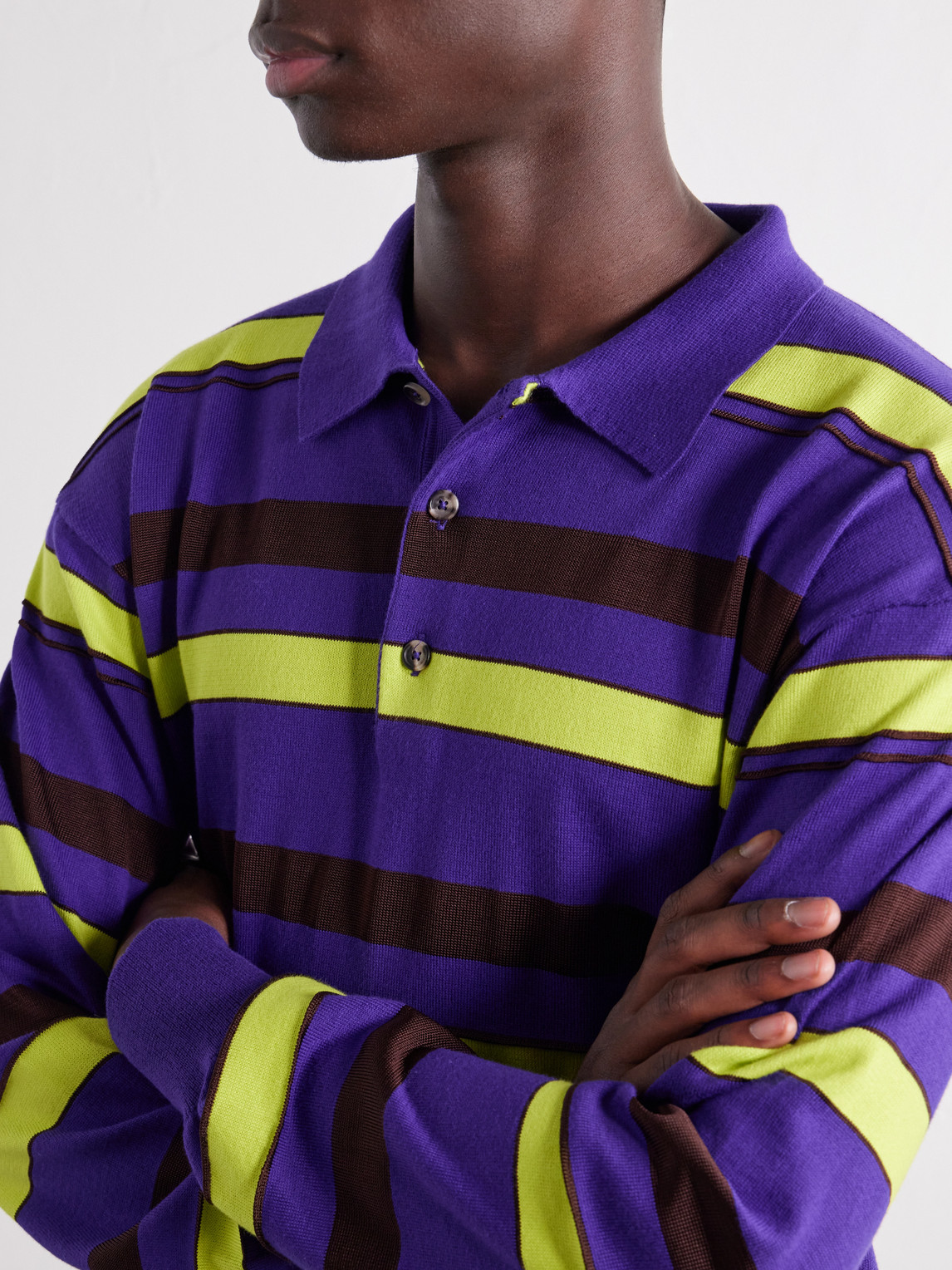 Rugby Striped Cotton-Blend Polo Shirt