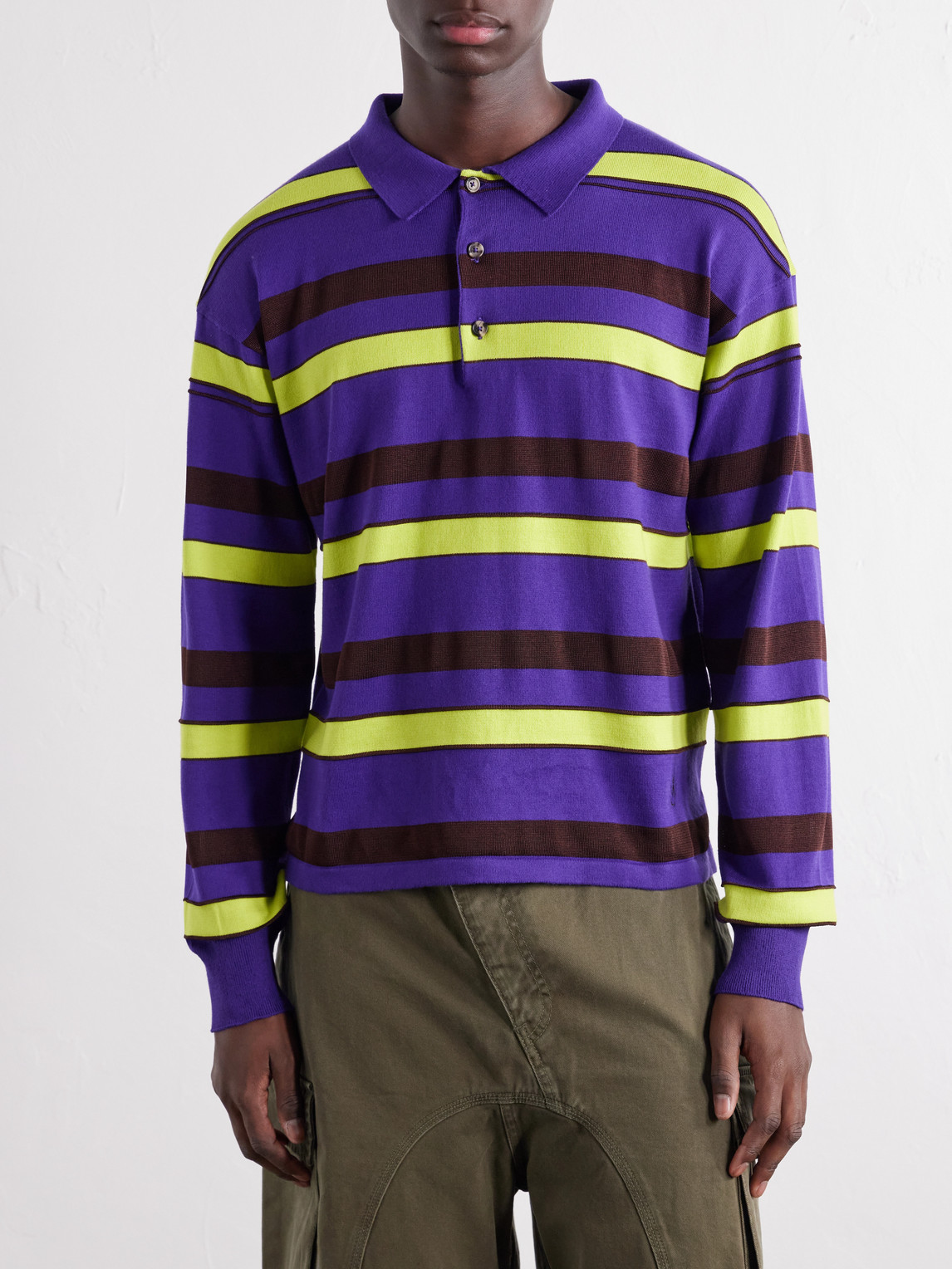 Rugby Striped Cotton-Blend Polo Shirt
