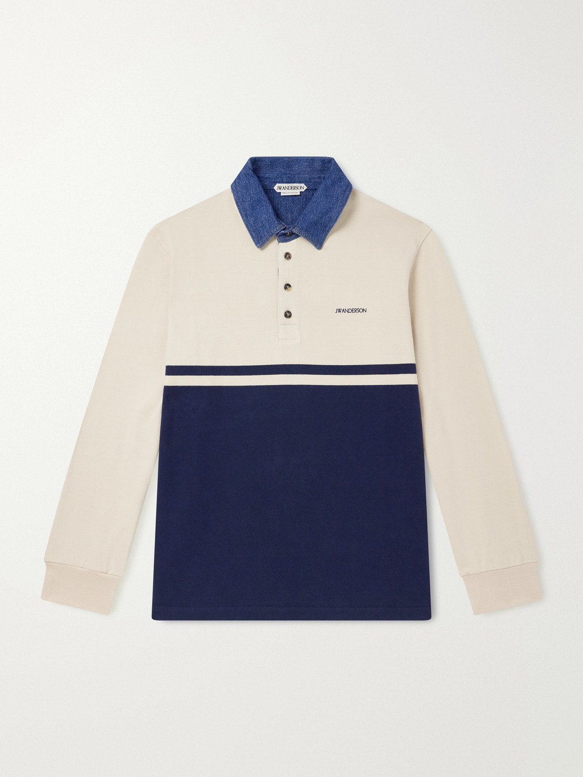 Contrast Collar Colour-Block Cotton-Jersey Polo Shirt