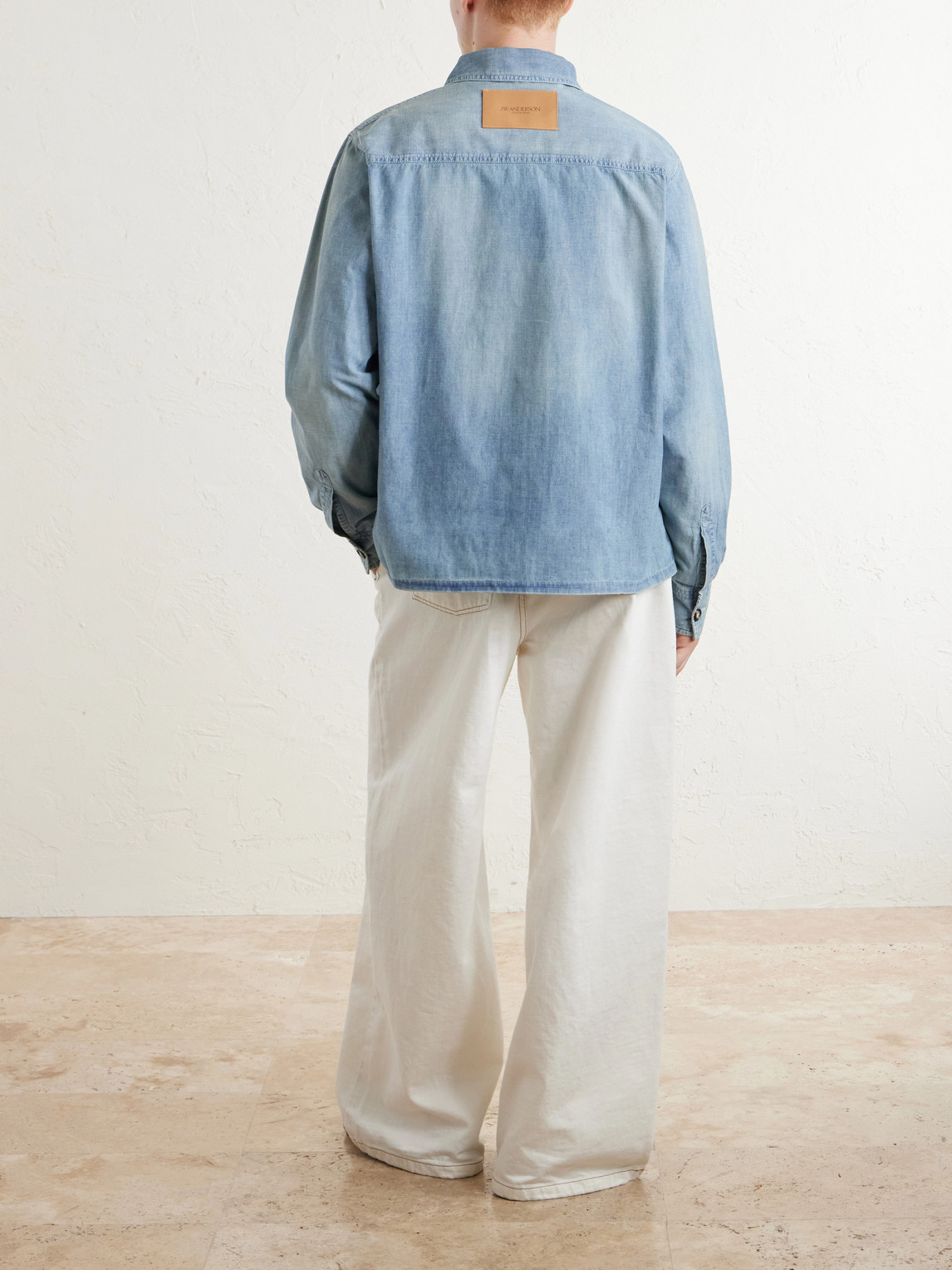 Slant Logo-Appliquéd Panelled Denim Shirt