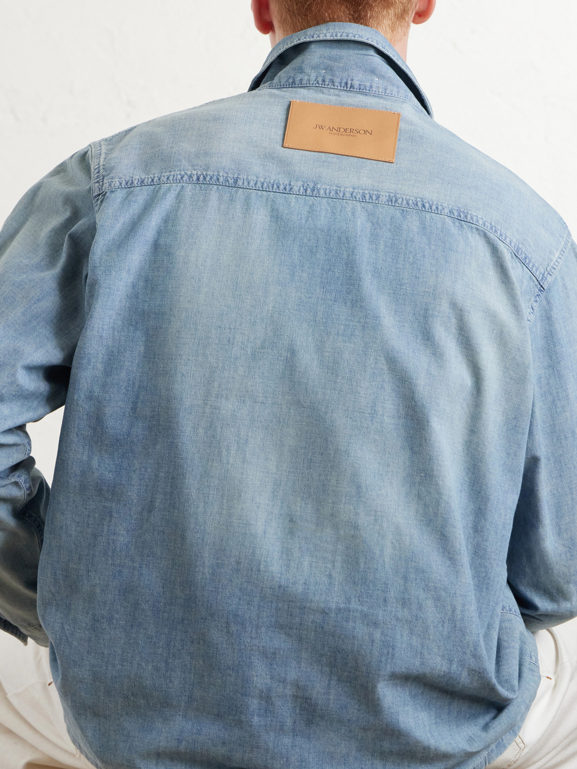 Slant Logo-Appliquéd Panelled Denim Shirt