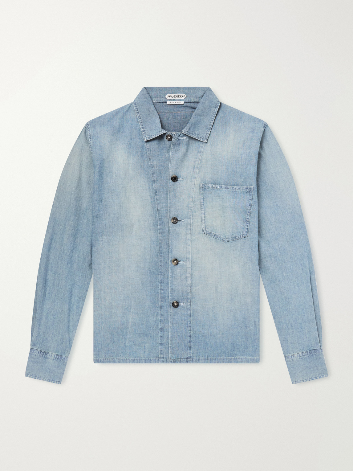 Slant Logo-Appliquéd Panelled Denim Shirt