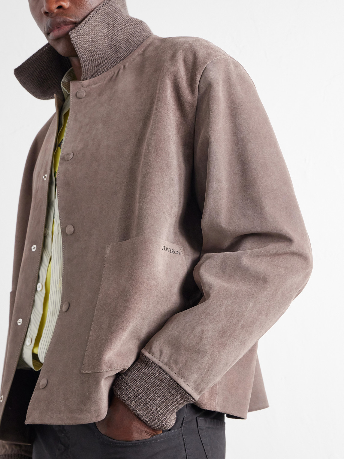 Wool-Trimmed Suede Jacket