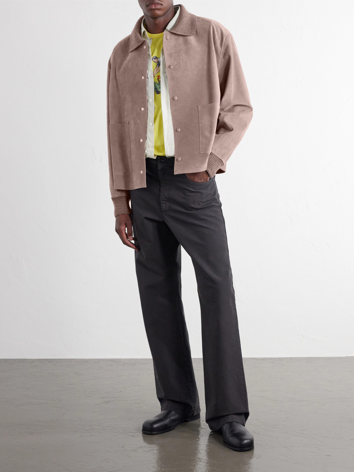 Wool-Trimmed Suede Jacket