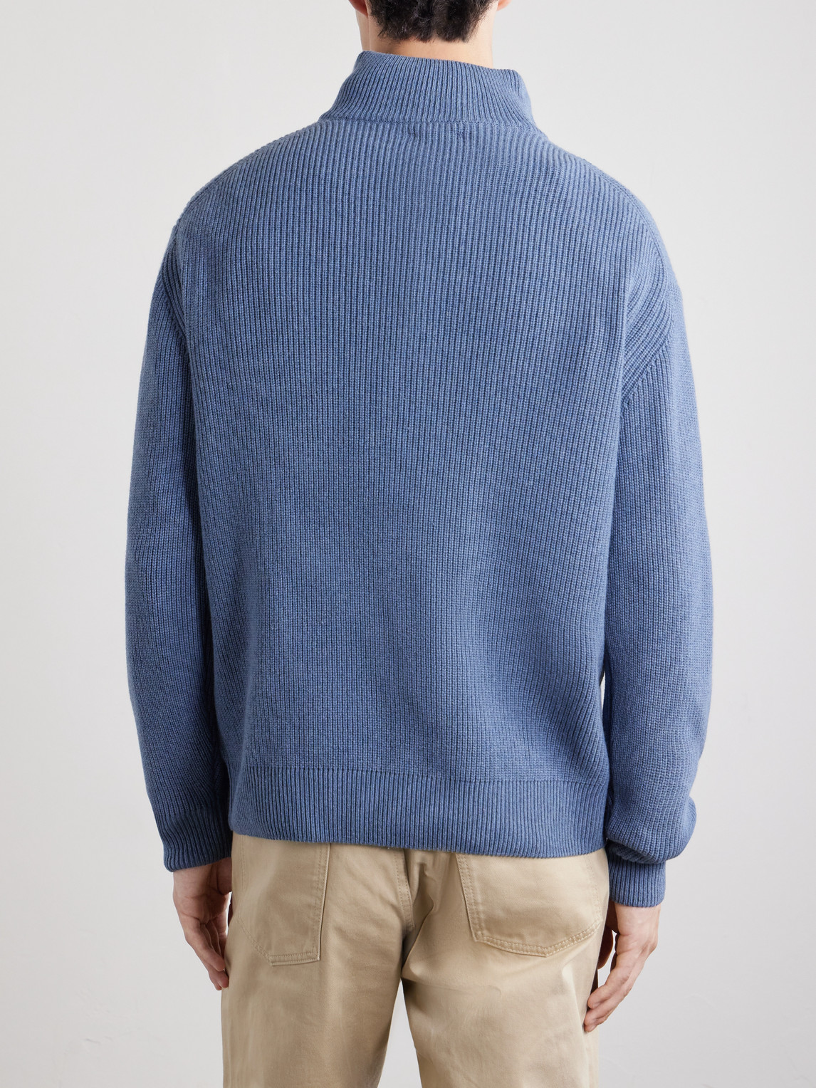 And Cotton-Blend Half-Zip Turtleneck Sweater