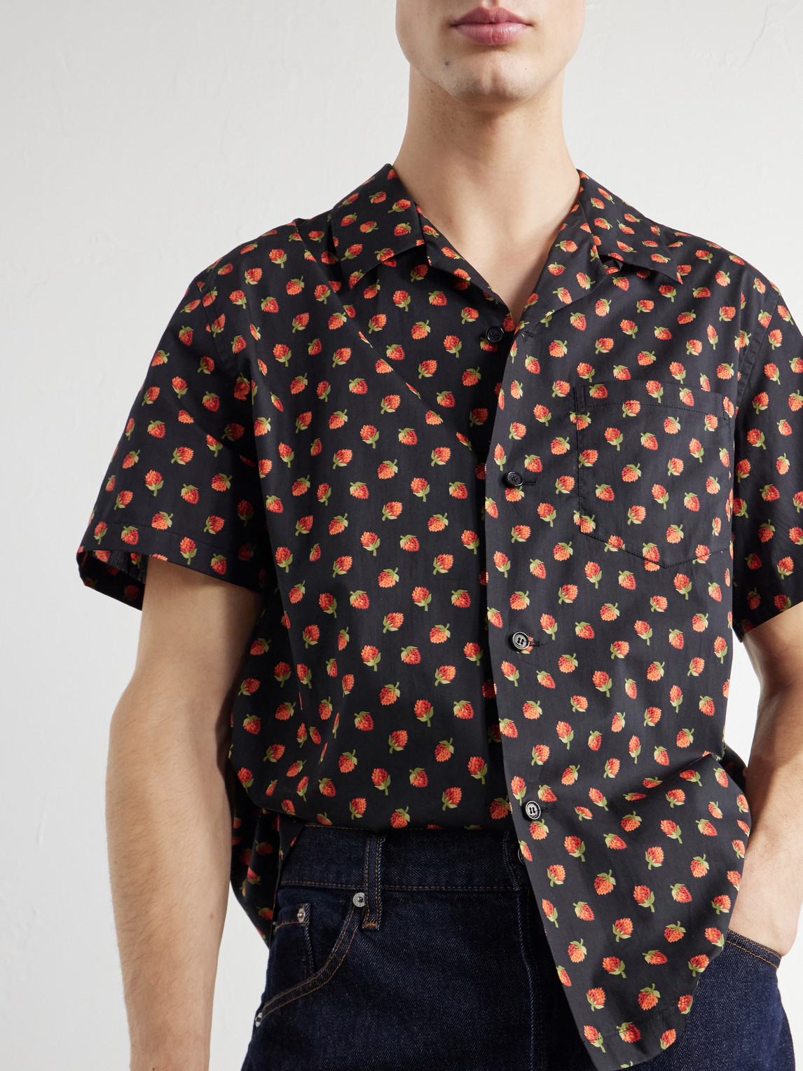 Camp-Collar Printed Cotton Shirt
