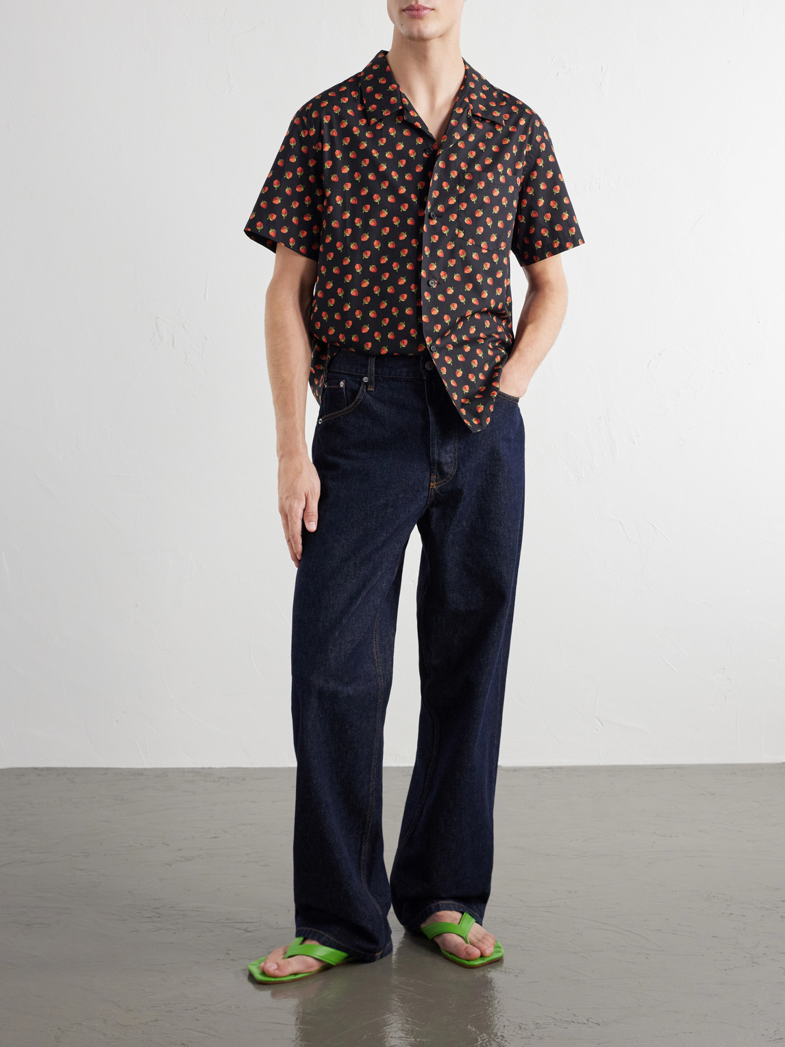 Camp-Collar Printed Cotton Shirt