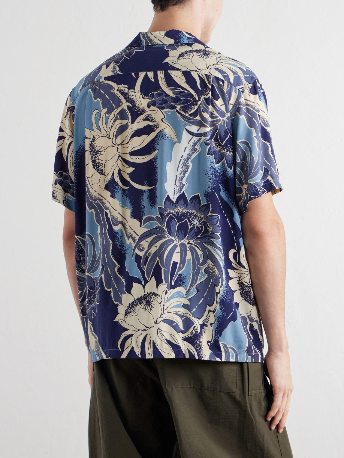 Camp-Collar Floral-Print Voile Shirt