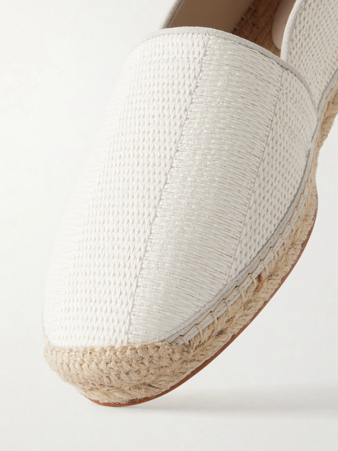  Brunello Cucinelli - Leather-trimmed Woven Raffia Espadrilles - Men - Neutrals - Eu 40 