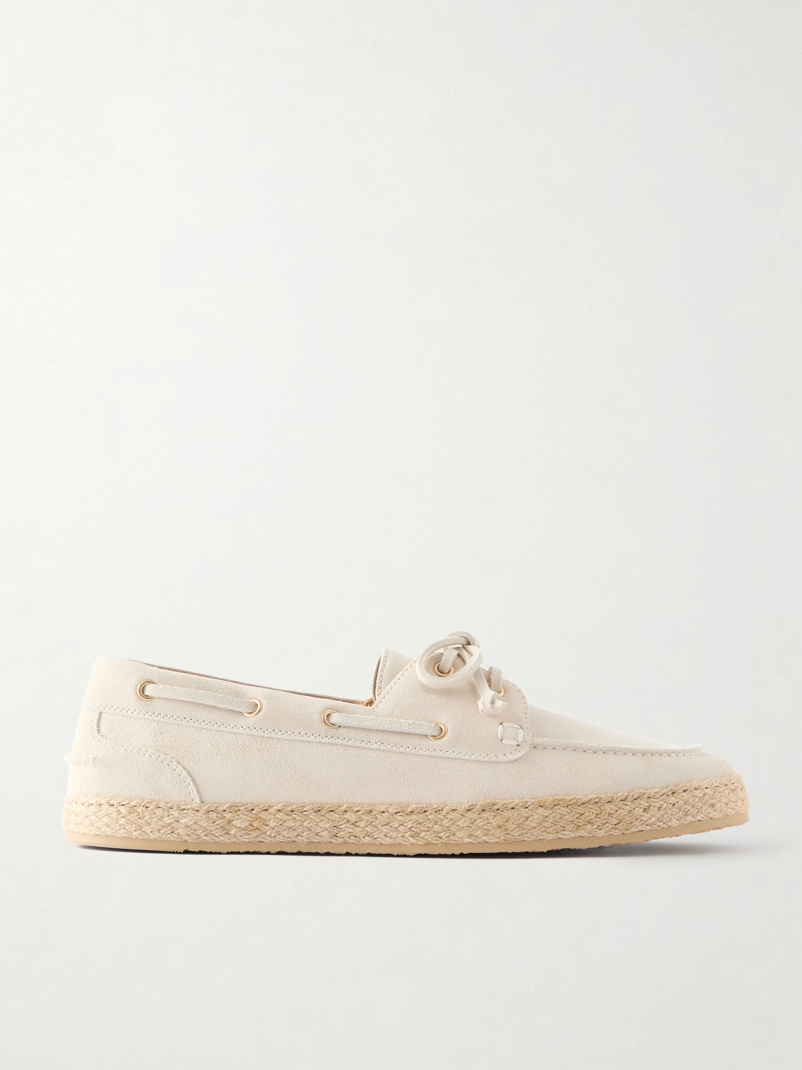 Brunello Cucinelli Suede Boat Shoes In Neutral