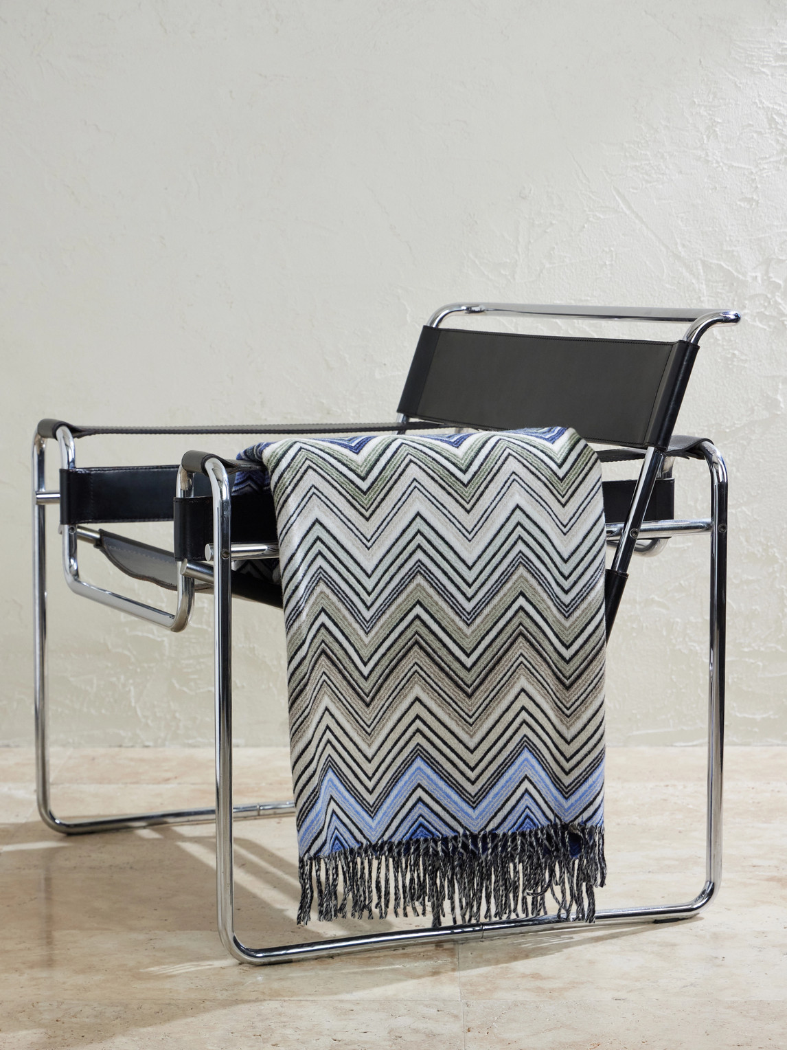 Fringed Striped Wool-Blend Throw