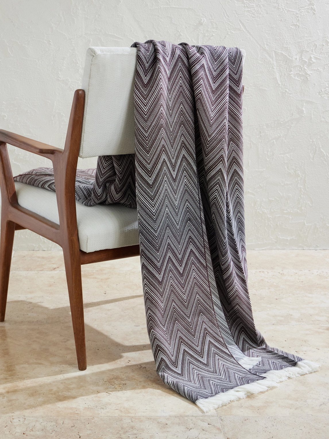 Timmy Fringed Striped Wool Throw