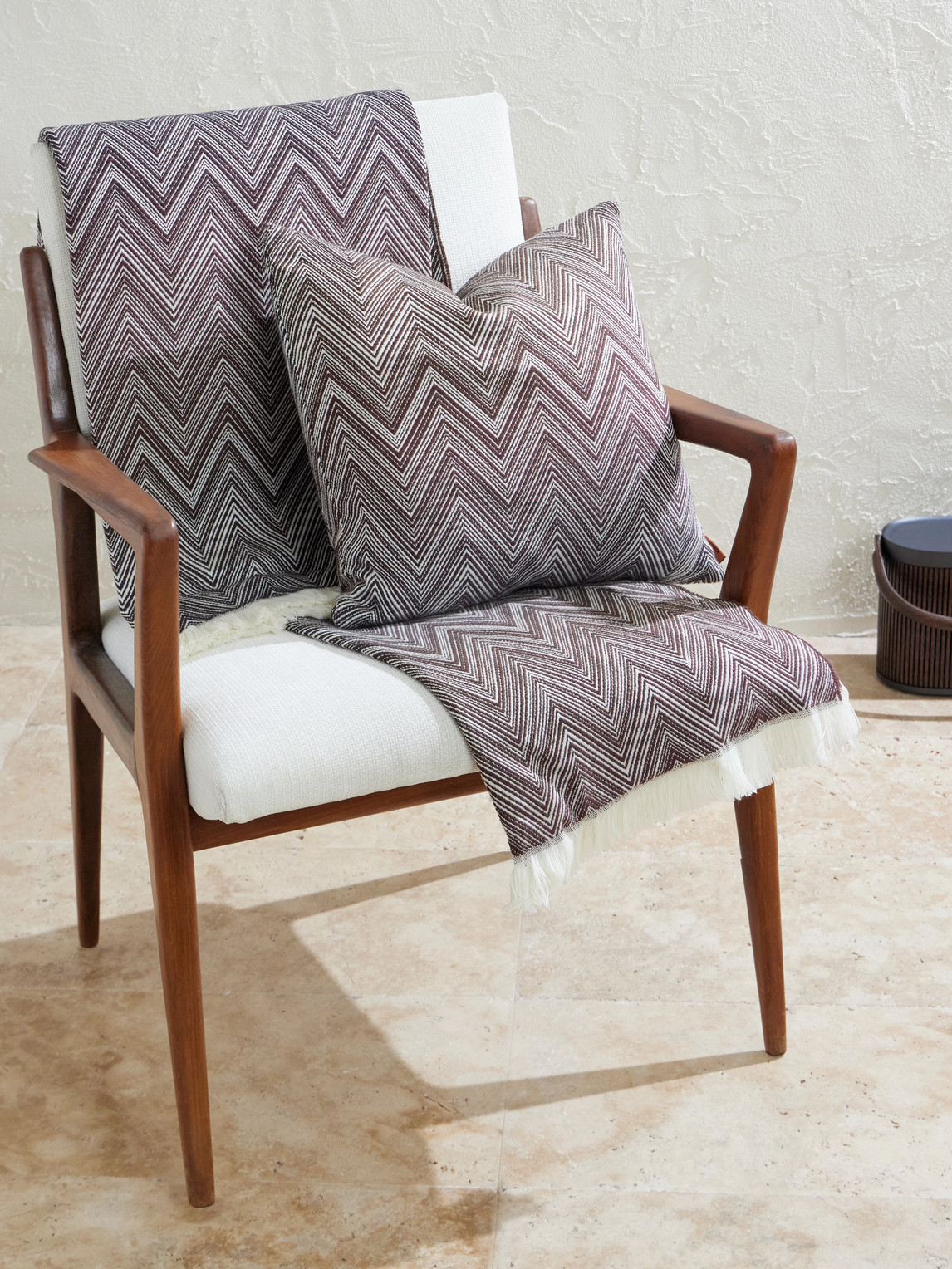 Timmy Fringed Striped Wool Throw — 2