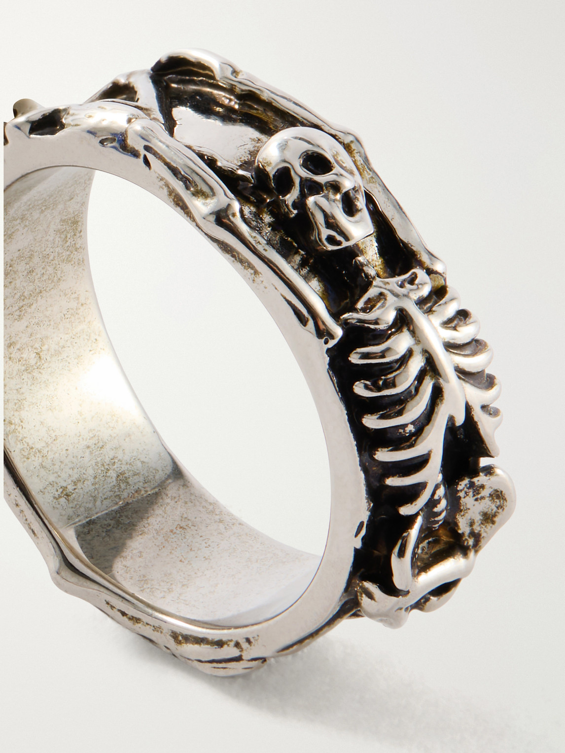Alexander Mcqueen Dancing Skeleton Sterling Silver Ring In Silver