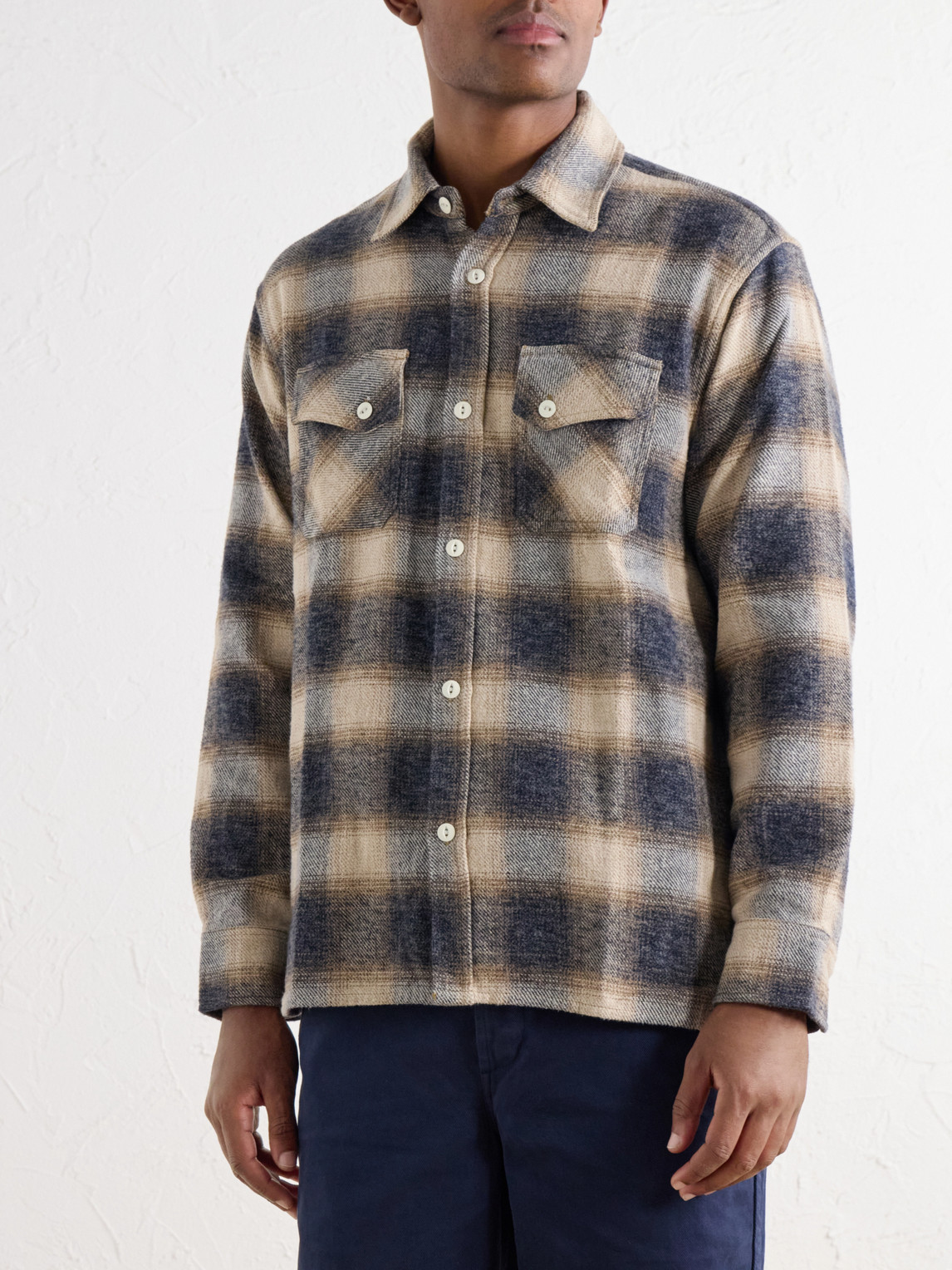 Crosscut Checked Cotton-Flannel Shirt
