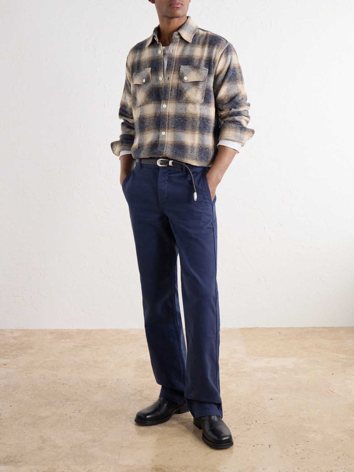 Crosscut Checked Cotton-Flannel Shirt