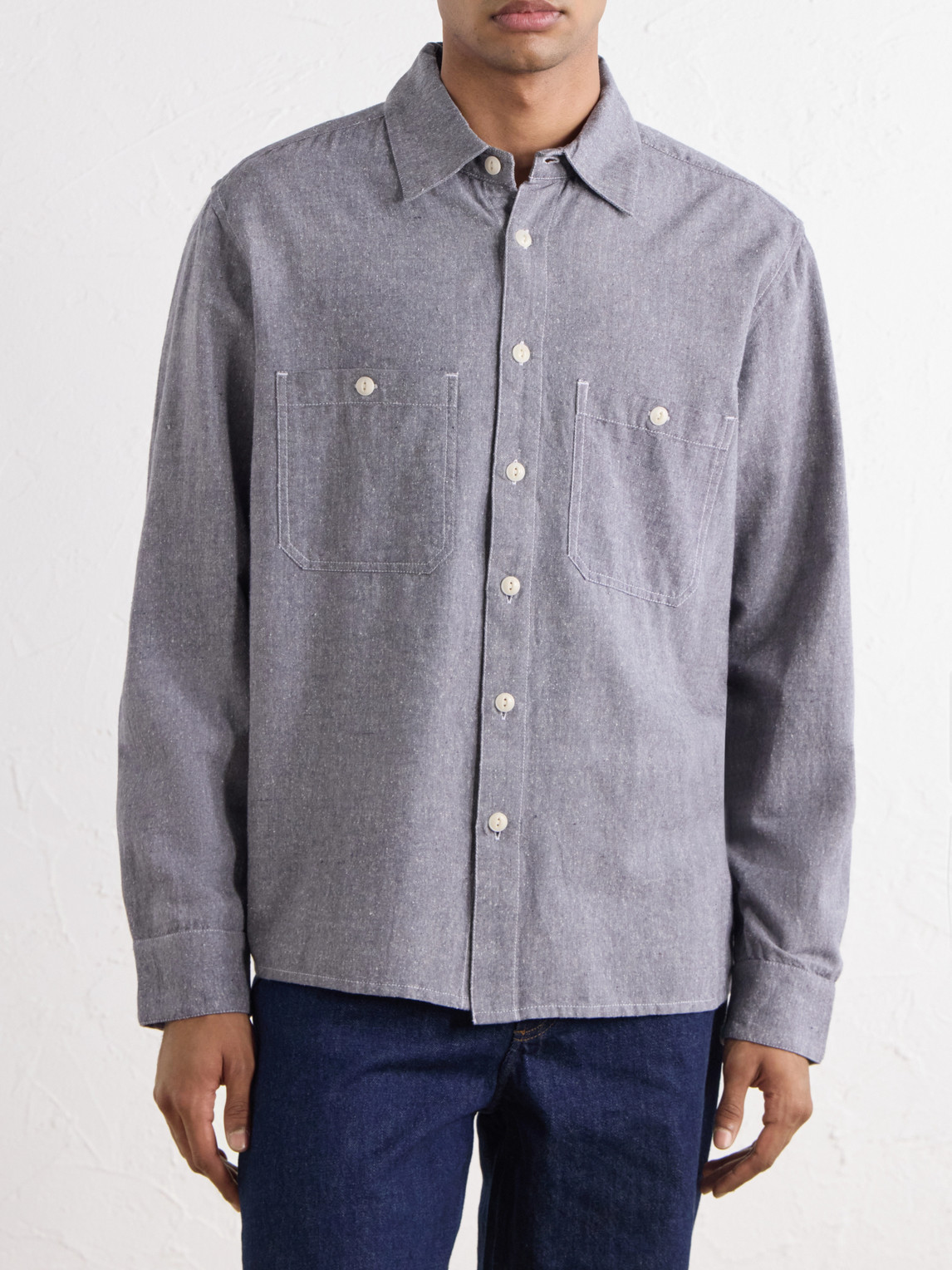 Utility Cotton And Silk-Blend Chambray Shirt