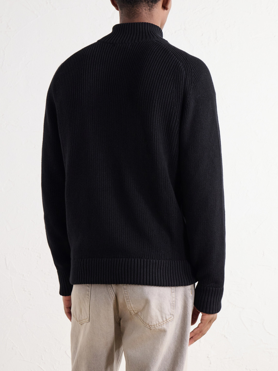 Driver Ribbed Pima Cotton Zip-Up Cardigan