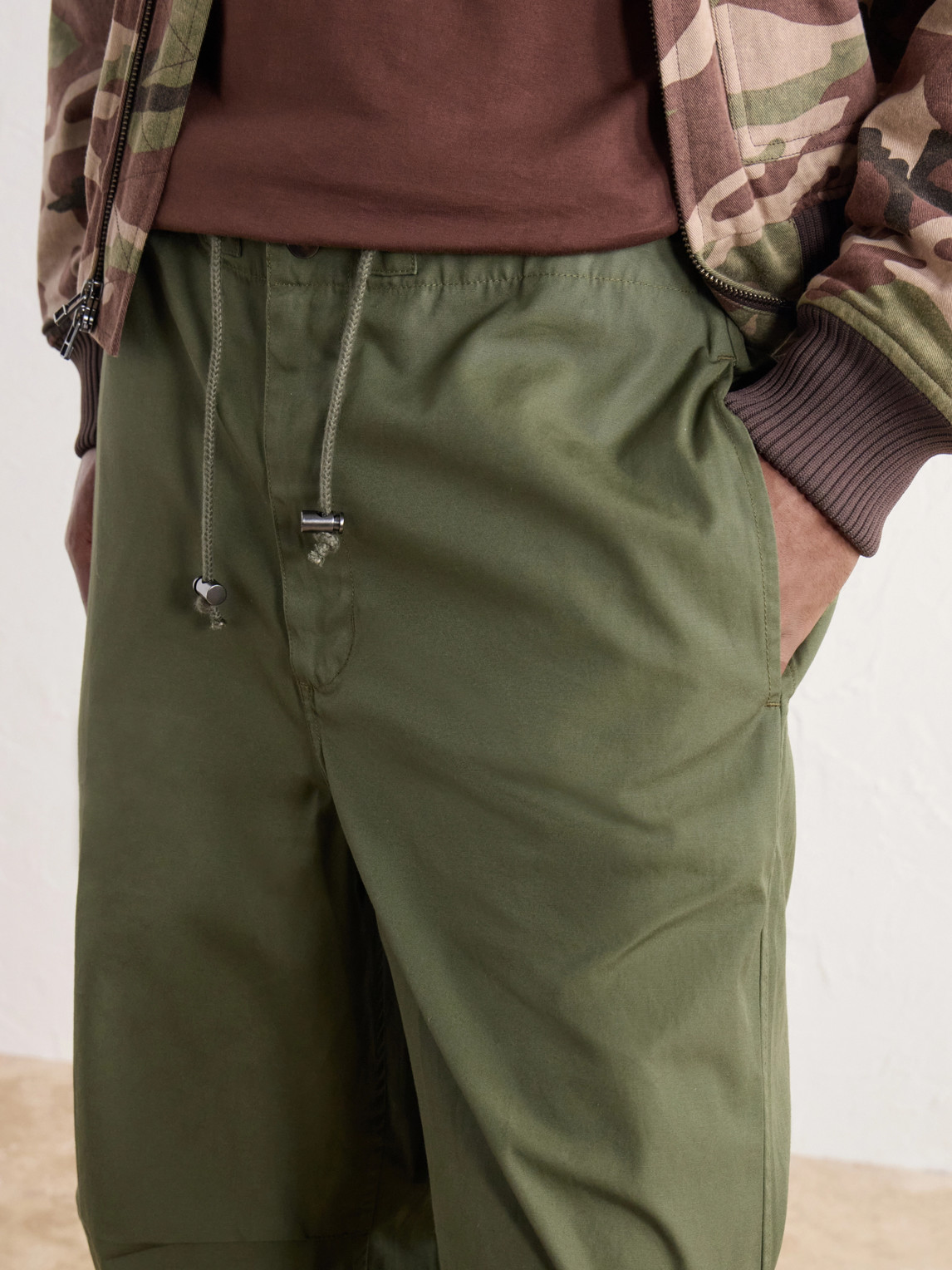 Trooper Straight-Leg Drawstring Cotton-Canvas Trousers