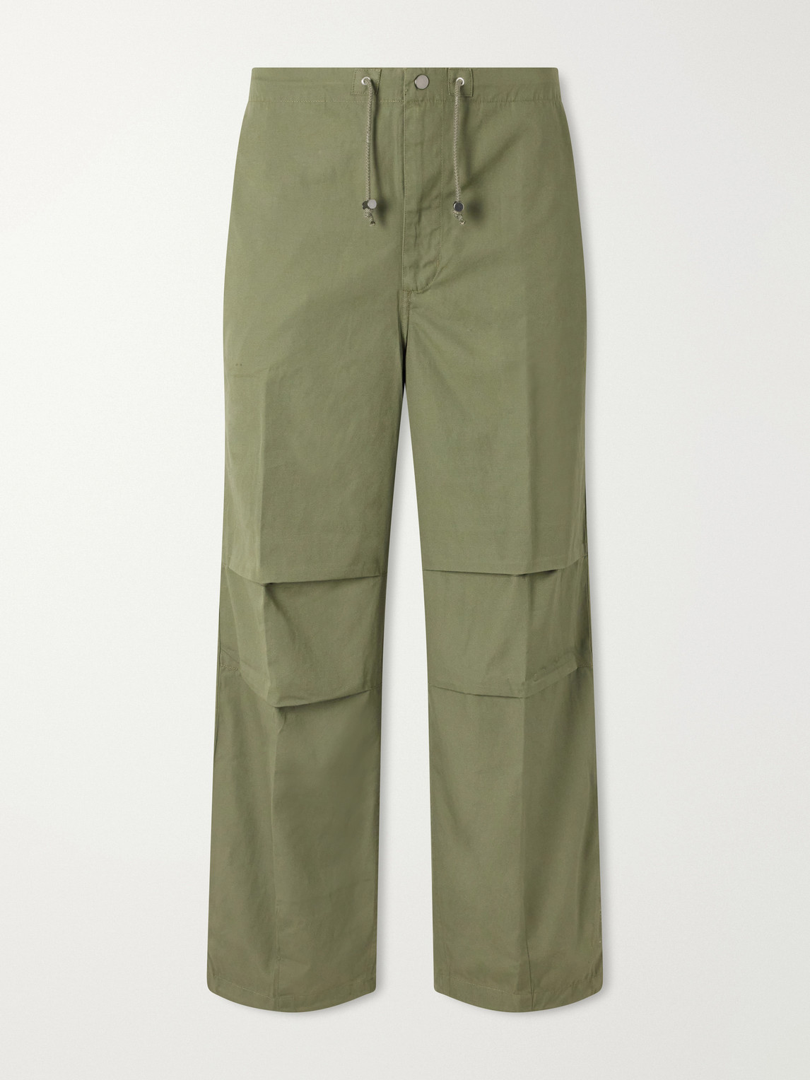 3sixteen Trooper Straight-leg Drawstring Cotton-canvas Trousers In Green
