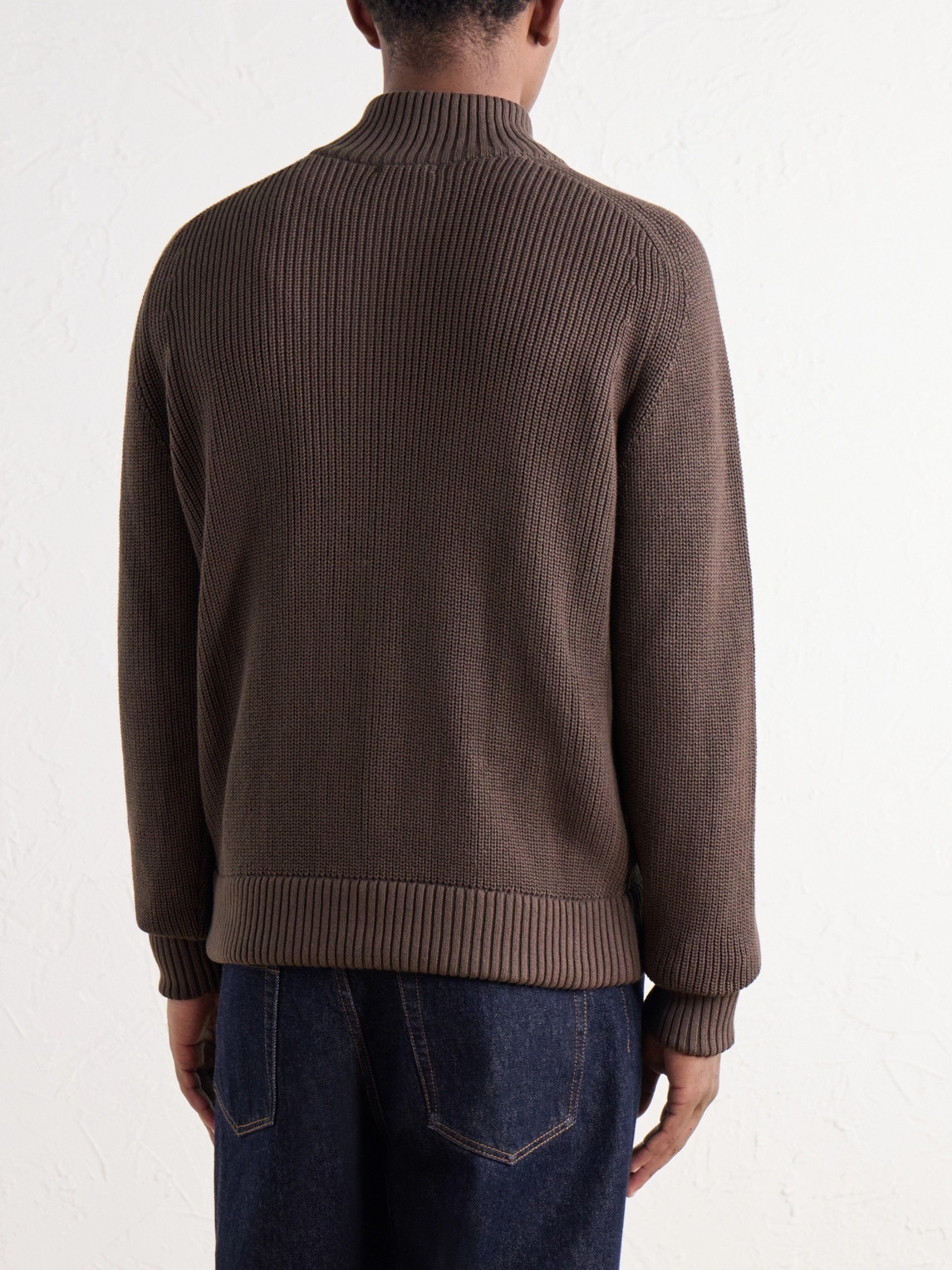 Driver Ribbed Pima Cotton Zip-Up Cardigan