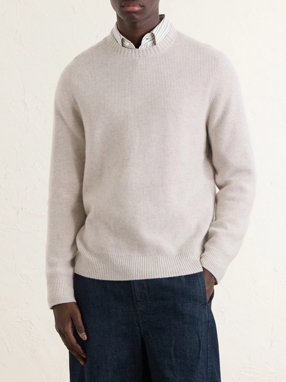  N.peal - English Rib Cashmere Sweater - Men - Gray - S 