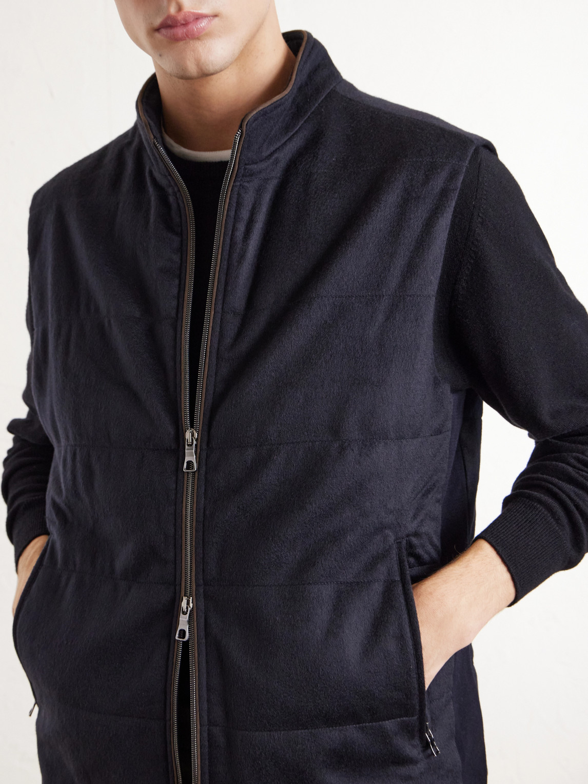Belgravia Cotton-Trimmed Cashmere Vest