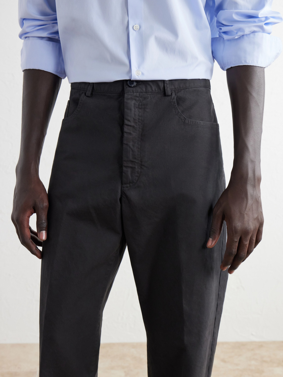 Straight-Leg Cotton Trousers