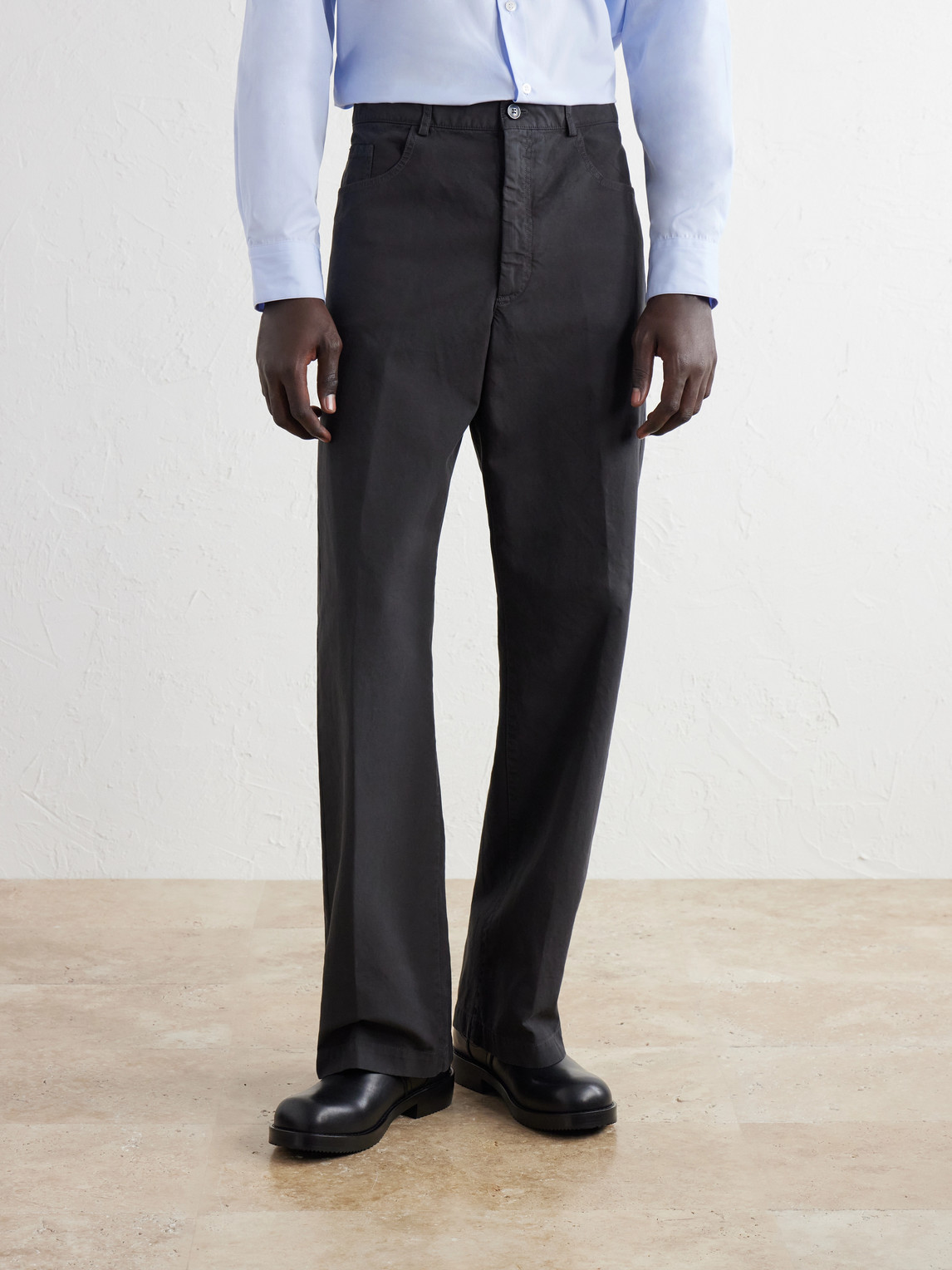 Straight-Leg Cotton Trousers