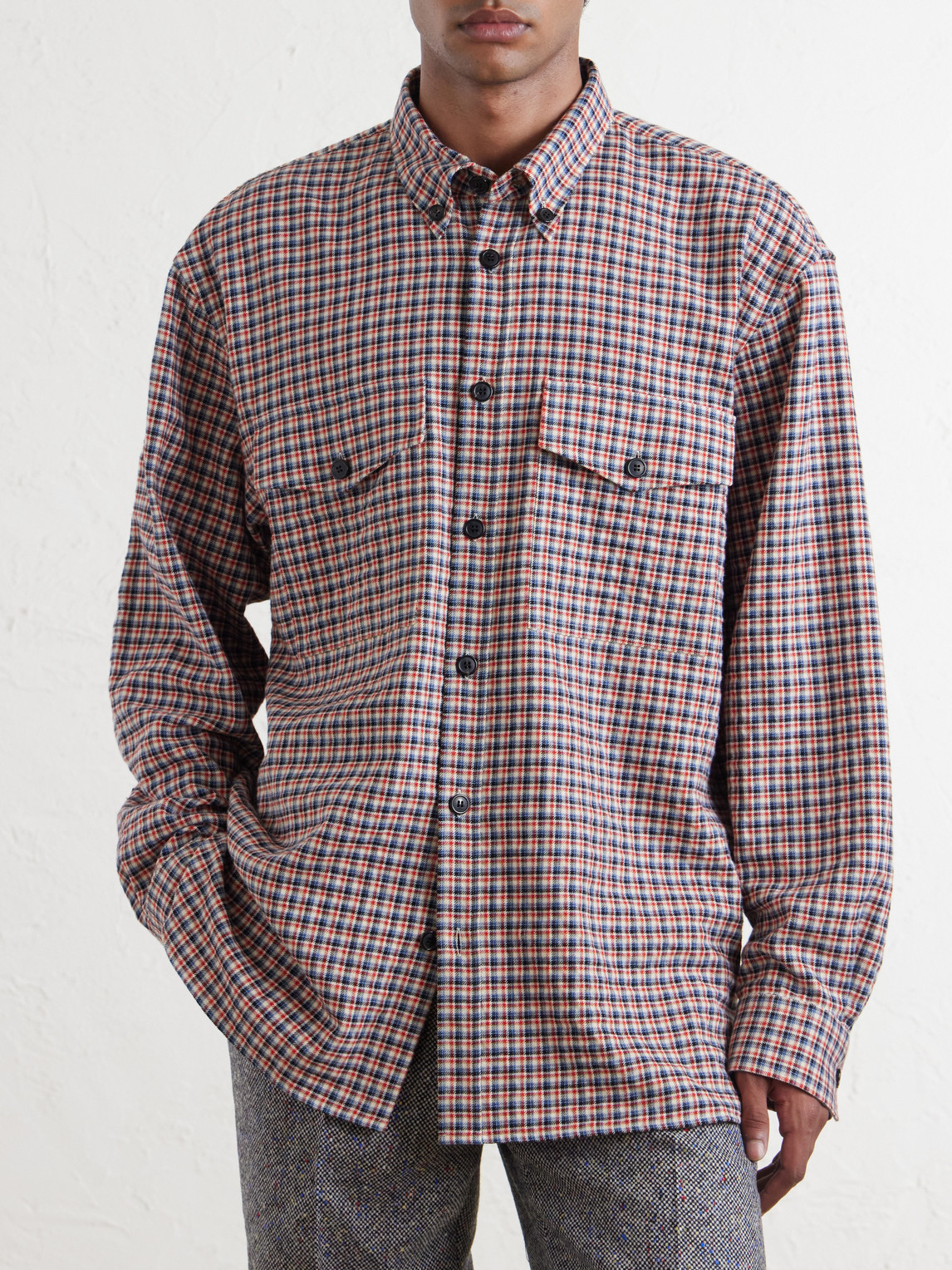 Checked Cotton-Blend Flannel Shirt