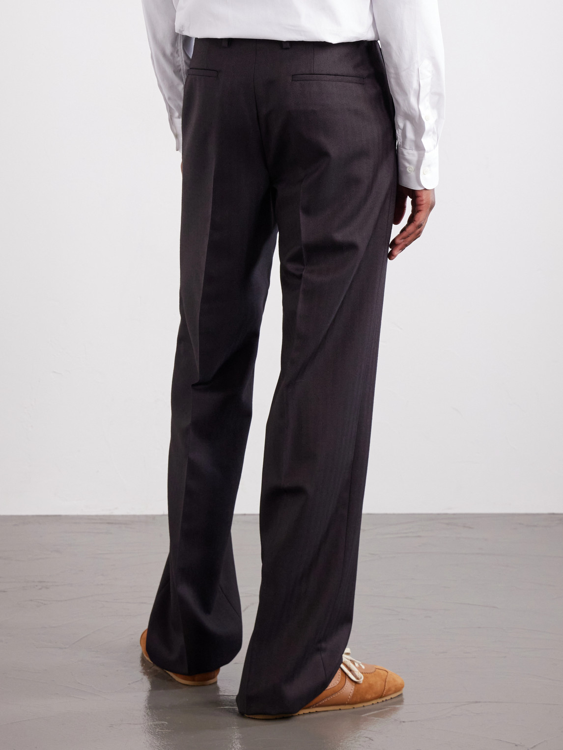 Panvel Straight-Leg Herringbone Wool Trousers