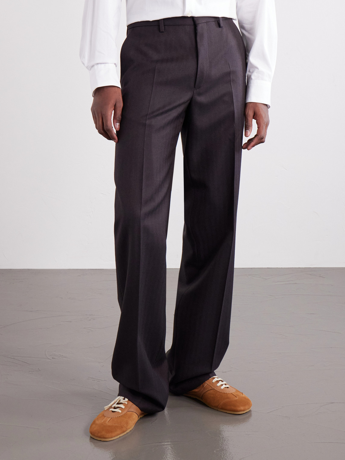 Panvel Straight-Leg Herringbone Wool Trousers