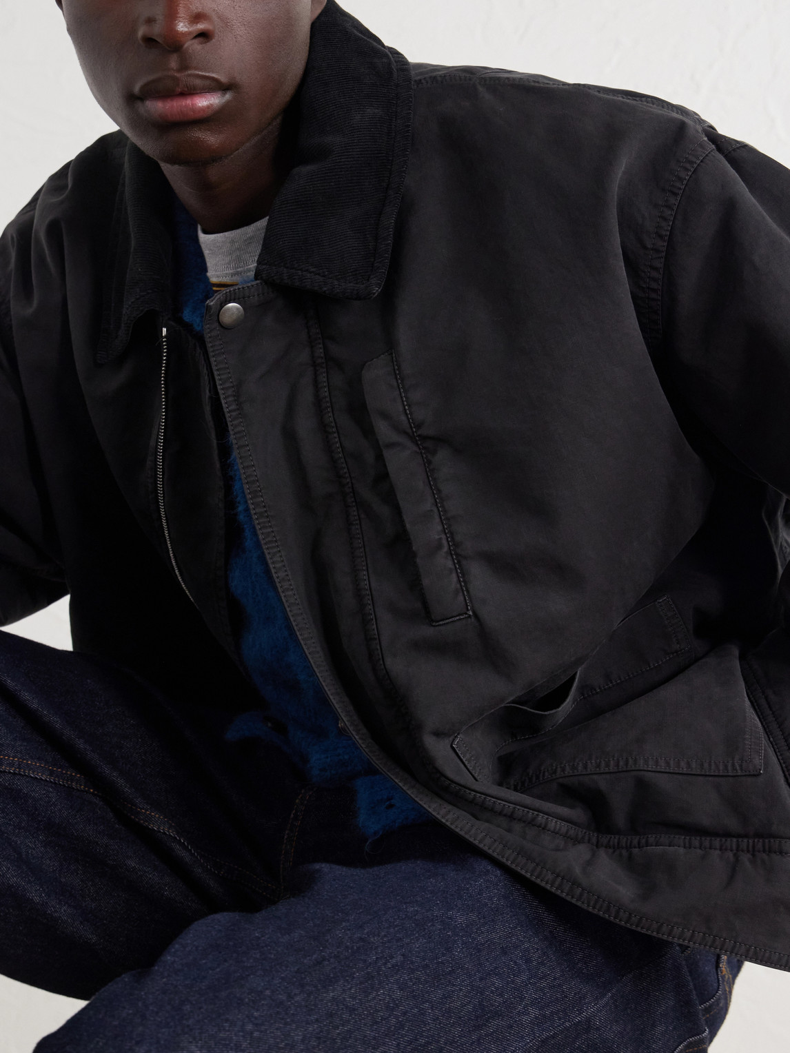 Corduroy-Trimmed Cotton-Canvas Jacket