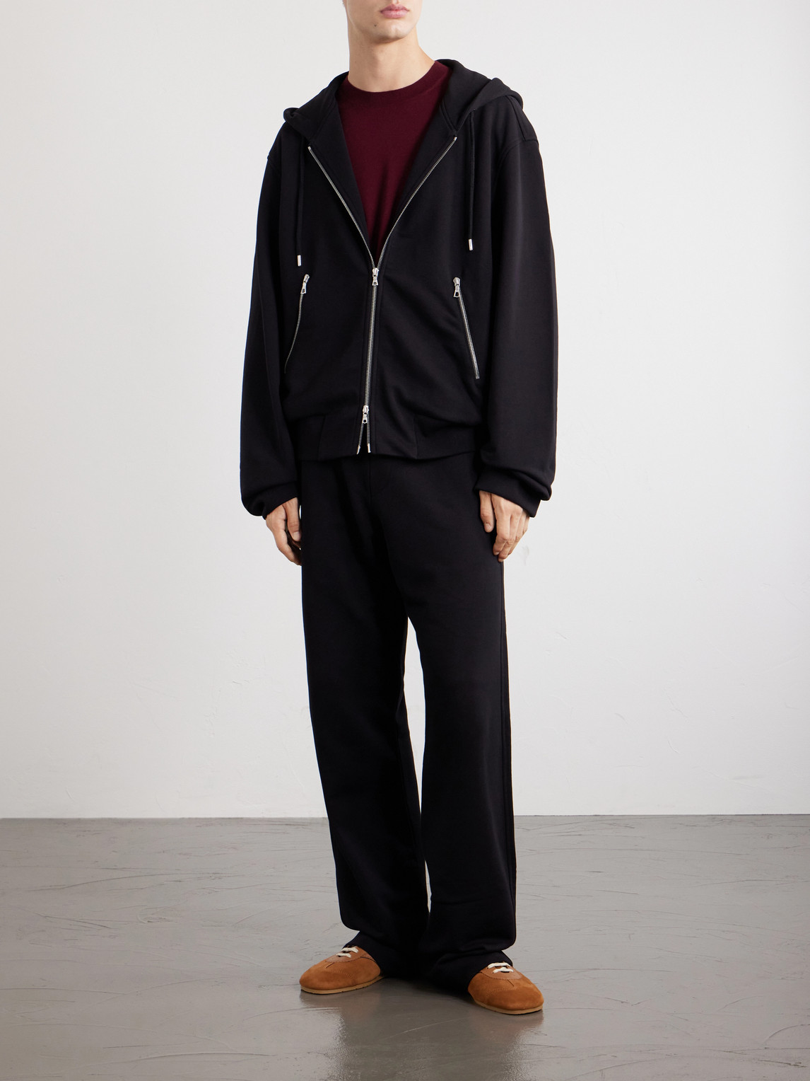 Cotton-Jersey Zip-Up Hoodie