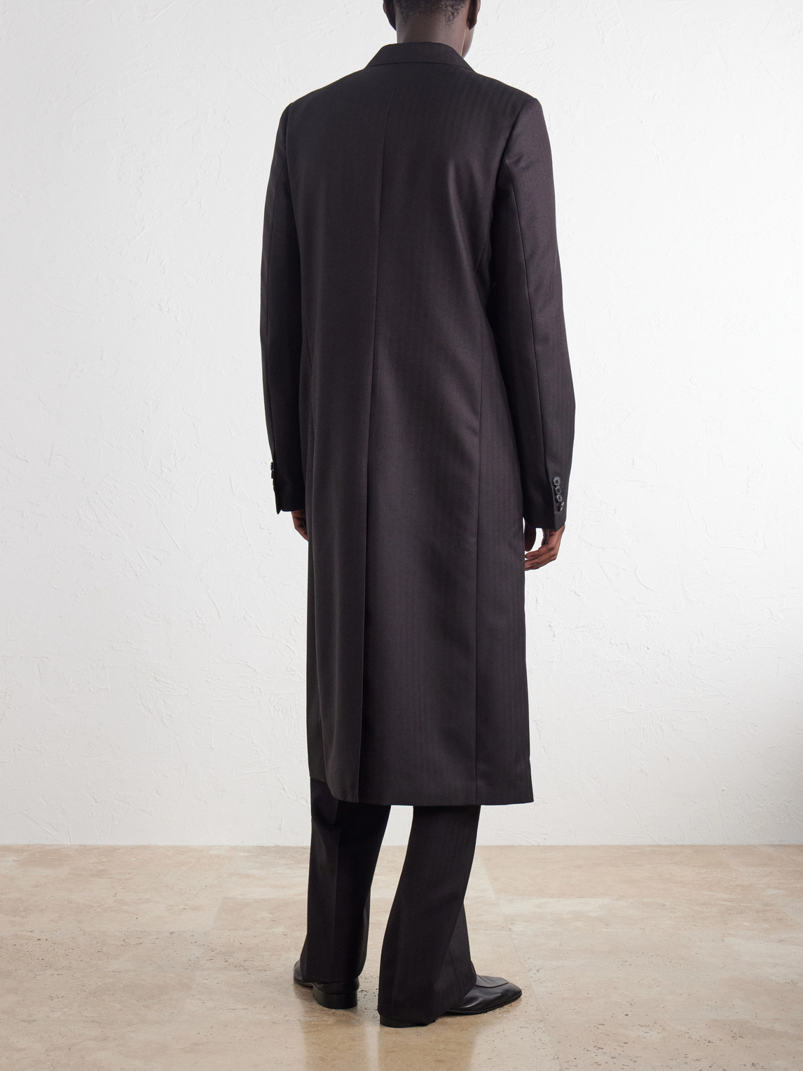 Double-Breasted Herringbone Coat