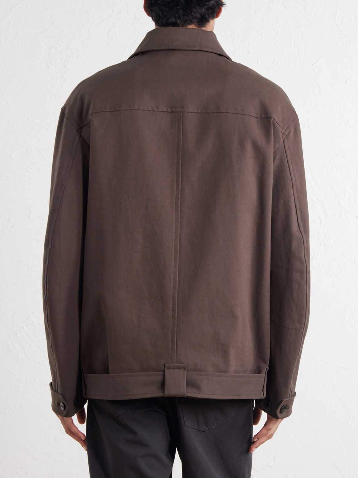 Belted Cotton-Blend Gabardine Blouson Jacket