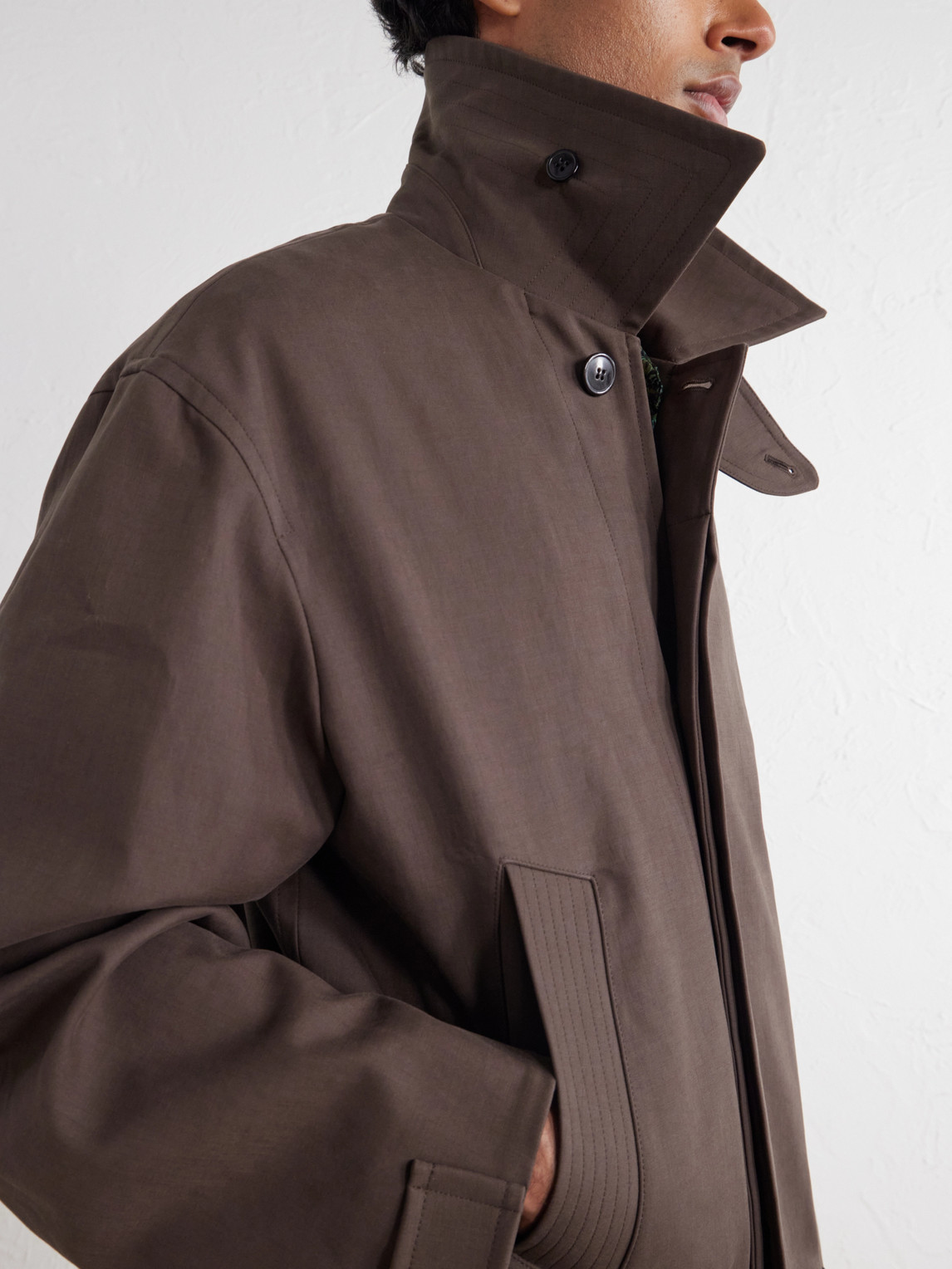 Belted Cotton-Blend Gabardine Blouson Jacket