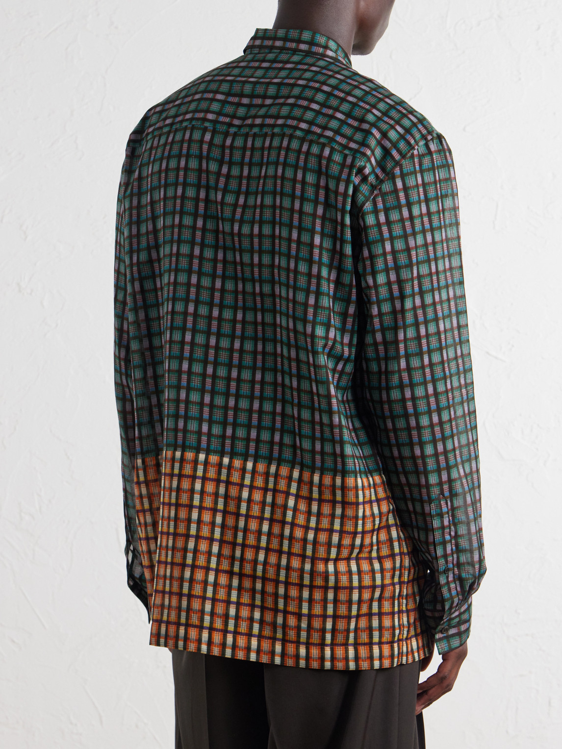 Panelled Checked Cotton-Voile Shirt