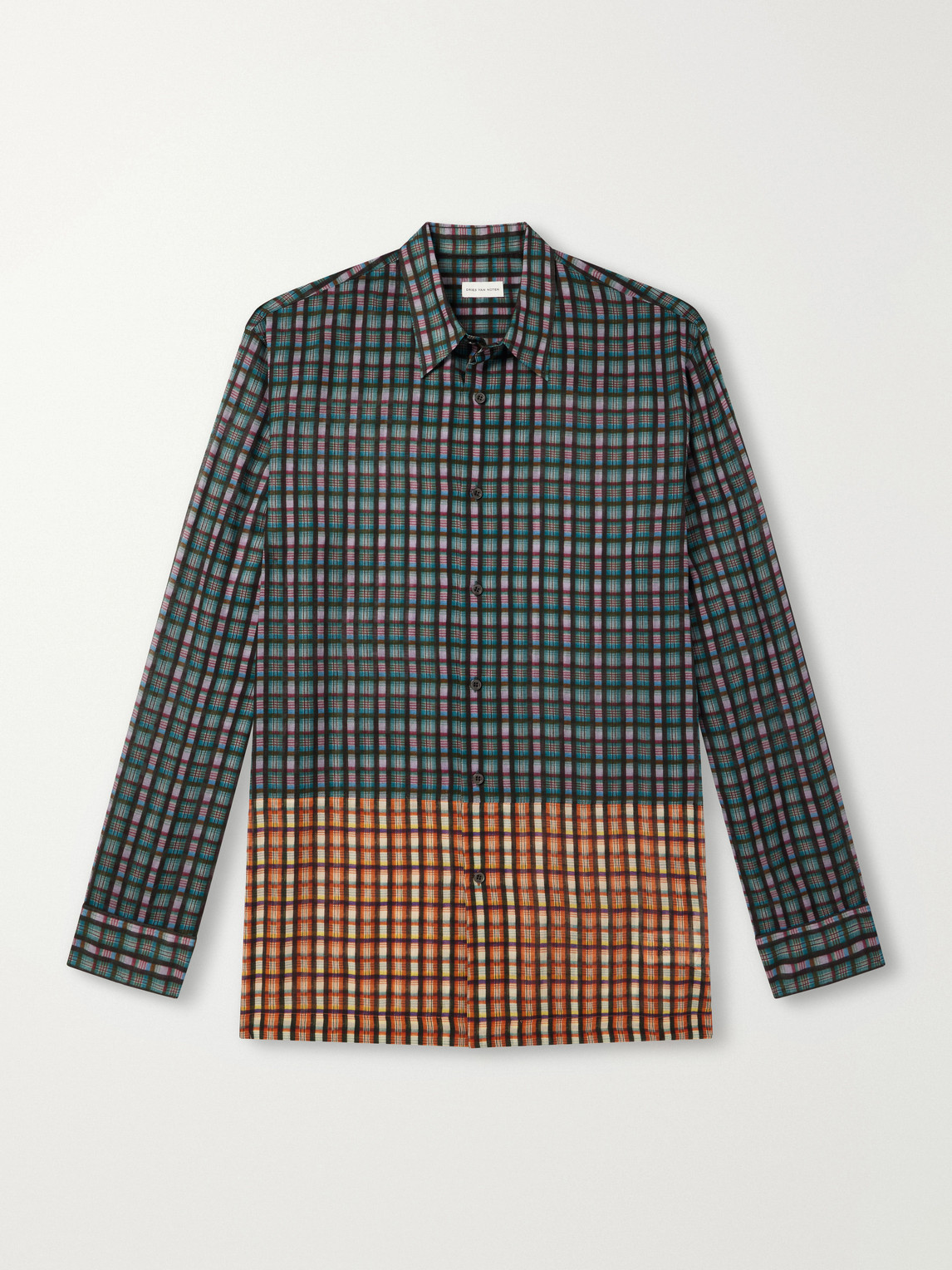 Panelled Checked Cotton-Voile Shirt