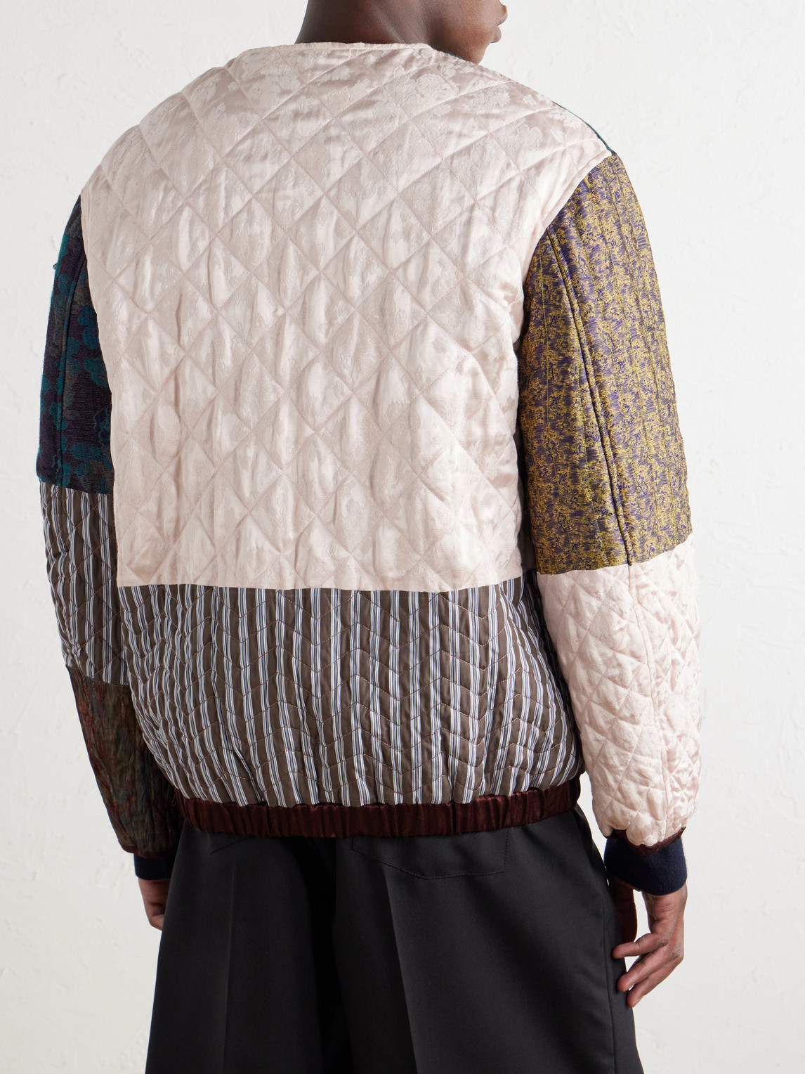 Patchwork Canvas And Jacquard Blouson Jacket