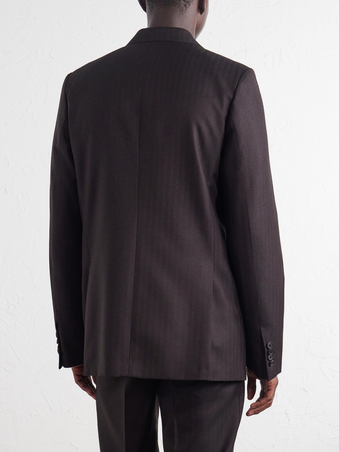 Double-Breasted Herringbone Blazer