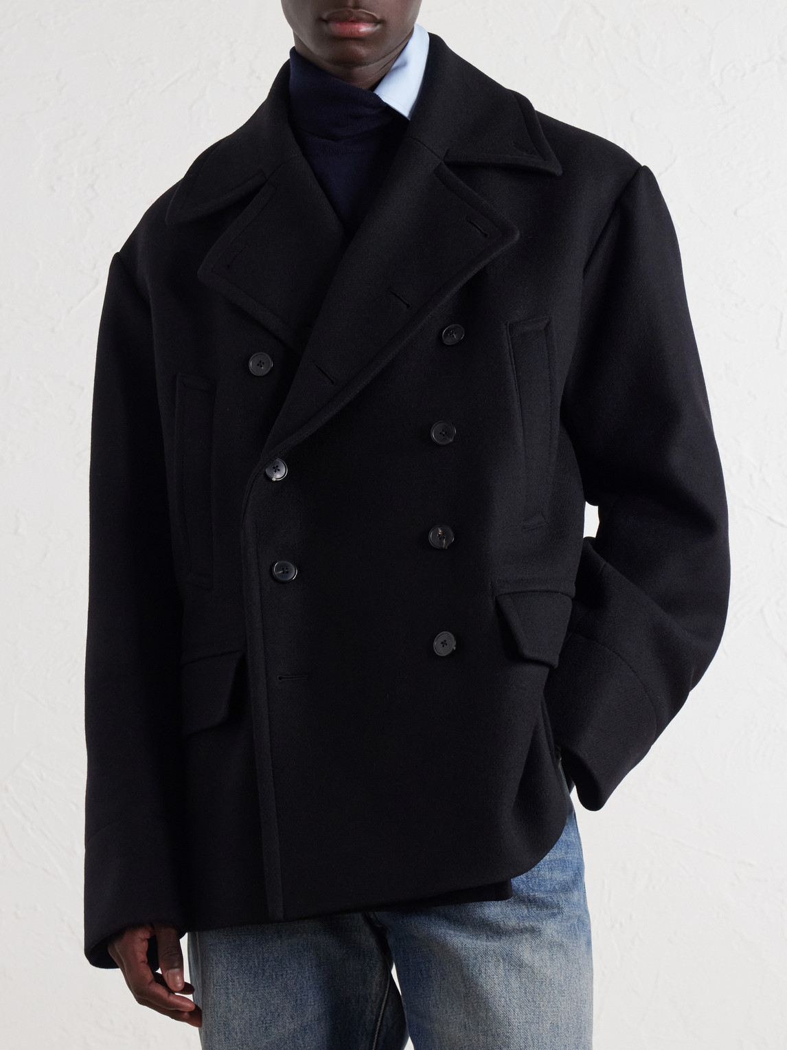 Double-Breasted Wool-Blend Coat