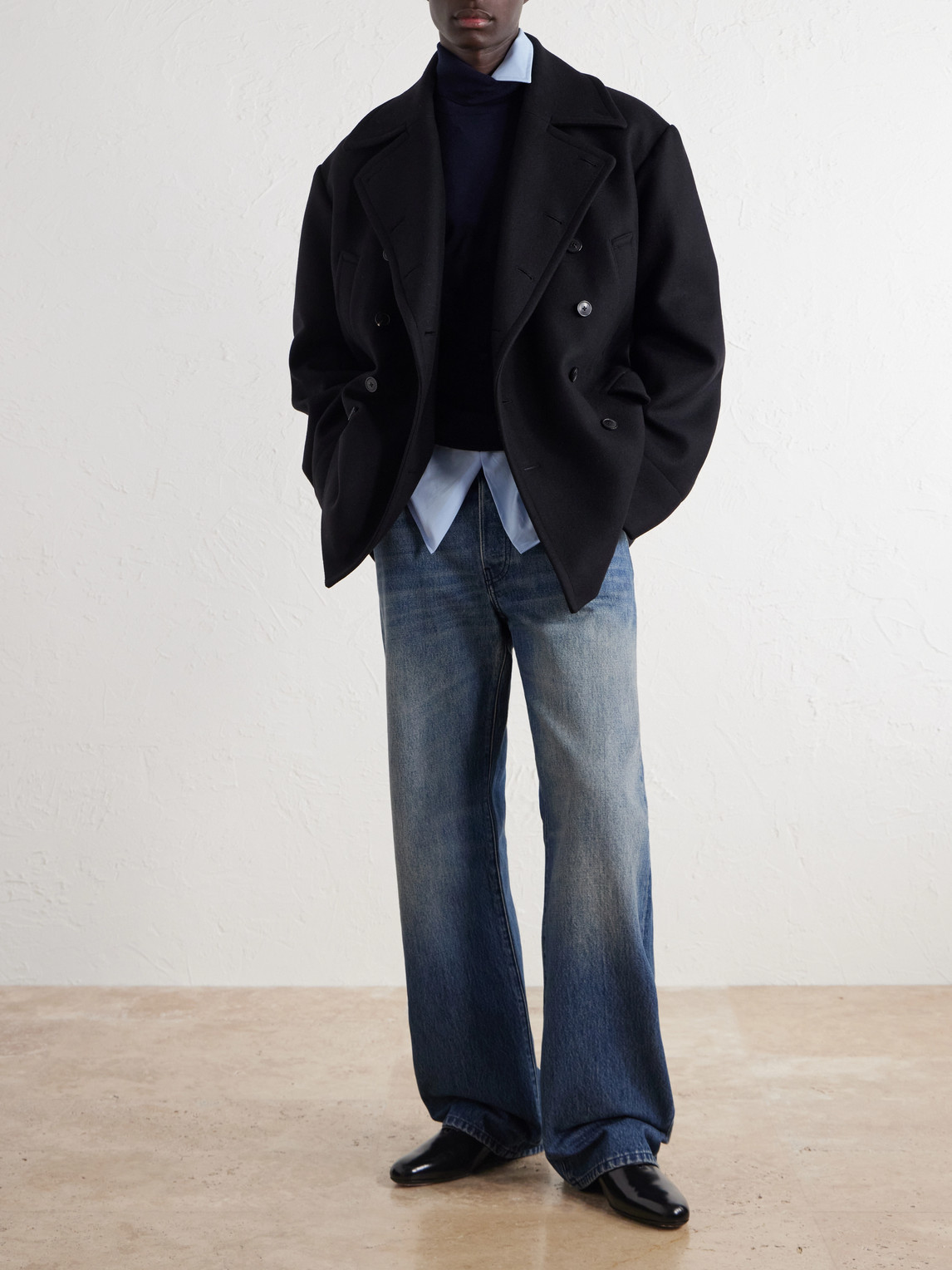 Double-Breasted Wool-Blend Coat