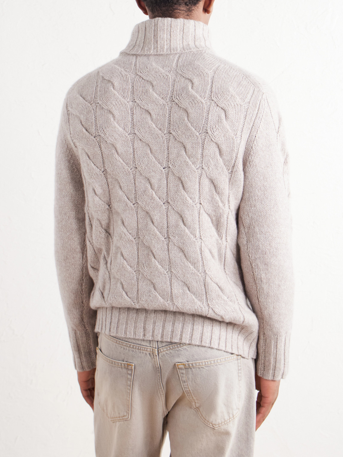 Cashmere Cable-Knit Rollneck Sweater
