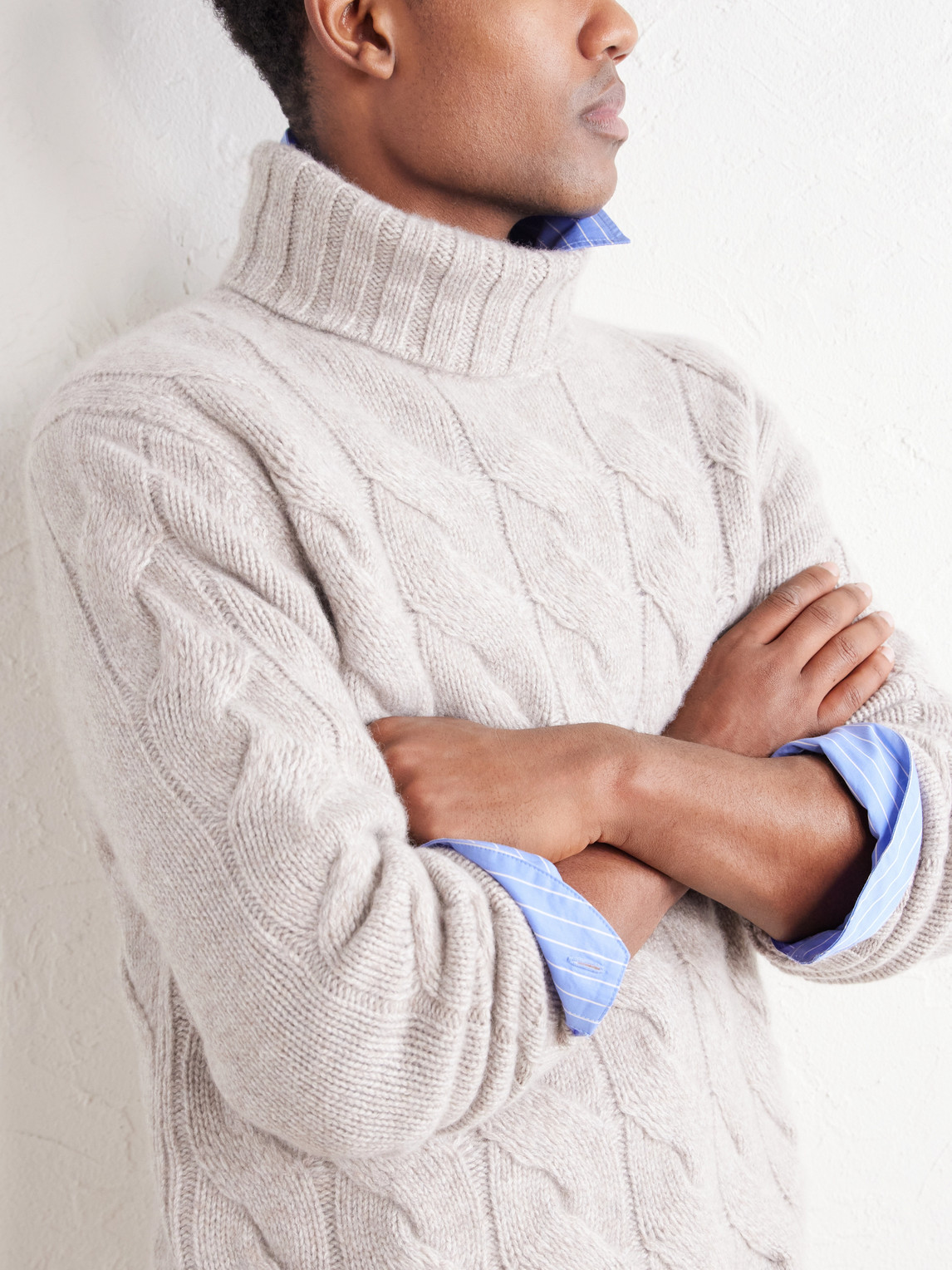 Cashmere Cable-Knit Rollneck Sweater