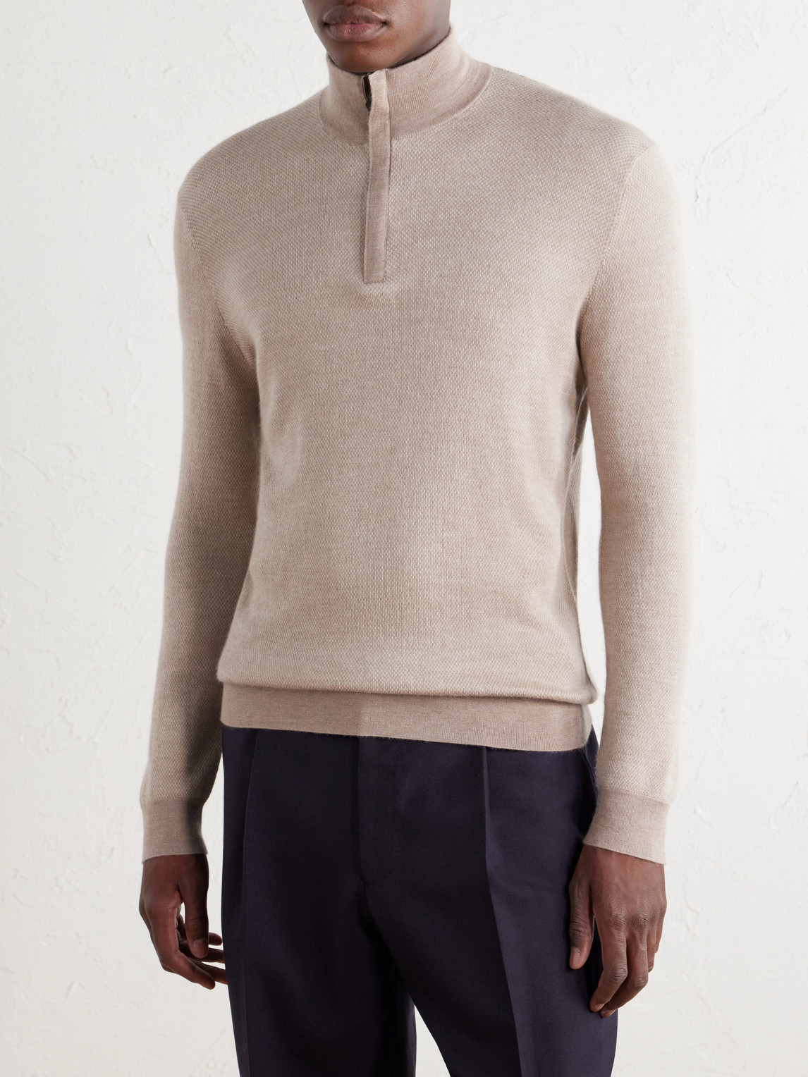 Regent Cashmere And Silk-Blend Half Zip-Up Sweater