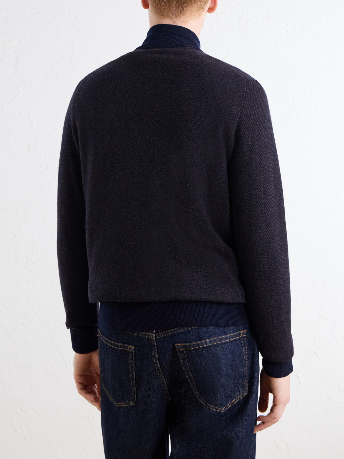 Knightsbridge Jacquard Cashmere Zip-Up Cardigan